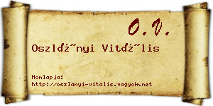 Oszlányi Vitális névjegykártya